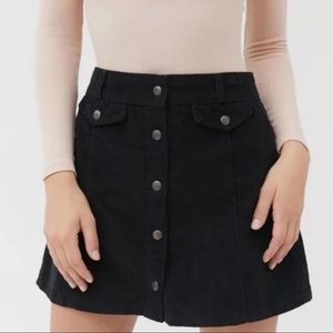 BDG- black corduroy button skirt